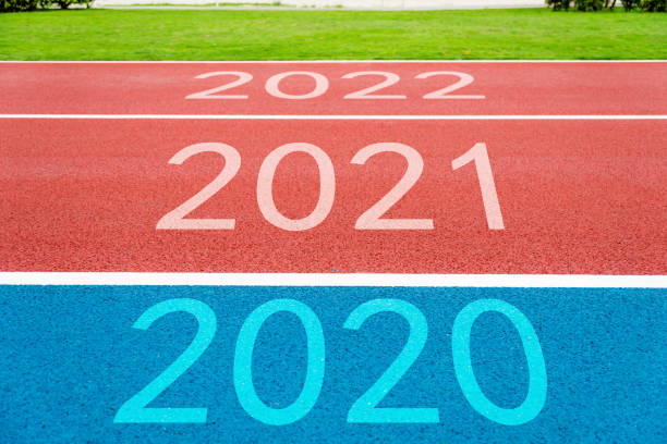 istock Running track with Number 2020, 2021, 2022 1150192975
