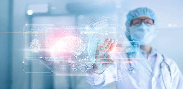 istock Doctor, surgeon analyzing patient brain testing result and human anatomy, dna on technological digital futuristic virtual interface, digital holographic, innovative in medical, science and medicine concept. 1150196822