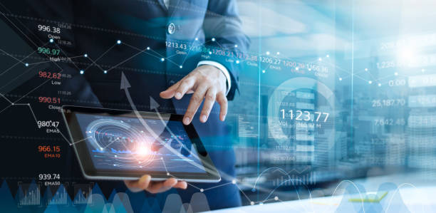 istock Businessman using tablet analyzing sales data and economic growth graph chart. Report. Business strategy. Abstract icon. Stock market. Digital marketing. 1150196823