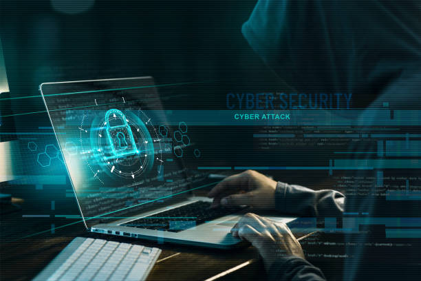 Cyber security concept. Internet crime. Hacker working on a code and network with lock icon on digital interface virtual screen dark digital background. Cyber security concept. Internet crime. Hacker working on a code and network with lock icon on digital interface virtual screen dark digital background. computer crime stock pictures, royalty-free photos & images
