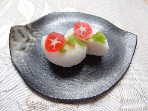 fiori estivi wagashi - agar jelly immagine foto e immagini stock