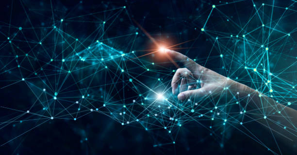 istock Hand of touching futuristic network connection, internet, innovation and technology. 1150209333