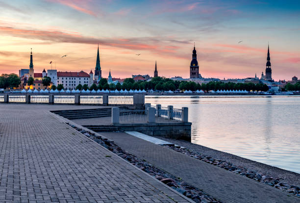 istock Panoramic collage image depicting historical district of Riga 1150210650