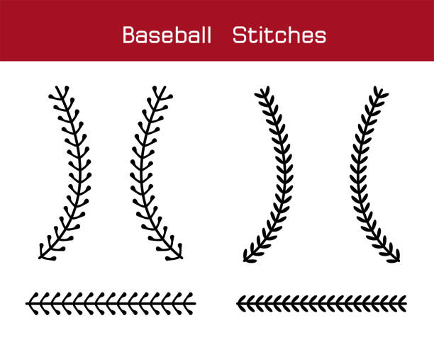 beyaz arka planda beyzbol dikişleri, vektör tasarım - bağcık stock illustrations