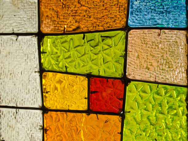 istock Abstract geometric colorful background. Multicolored stained glass. Decorative window of various colored rectangles. 1150212910