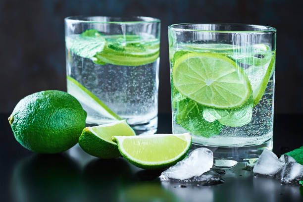 istock Coctail with lime and mint on dark background 1150214041