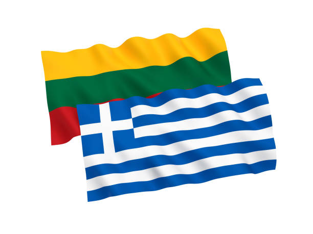 istock Flags of Greece and Lithuania on a white background 1150214178