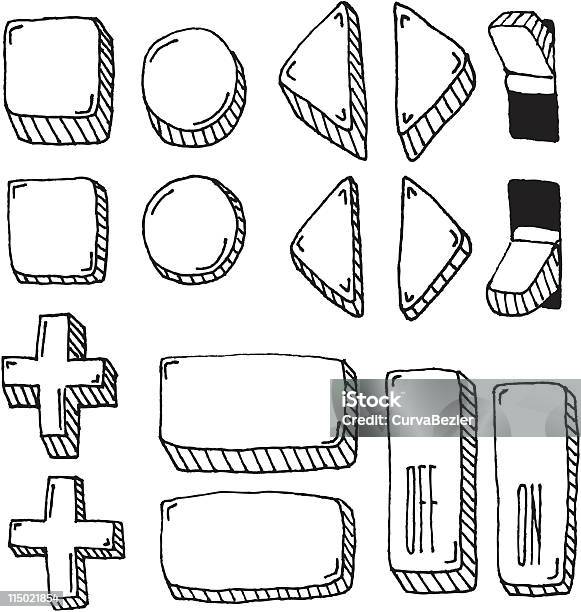 Mão Desenhado Conjunto De Botões De Internet - Arte vetorial de stock e mais imagens de Botão - Peça de Máquina - Botão - Peça de Máquina, Esboço, Interruptor de Luz
