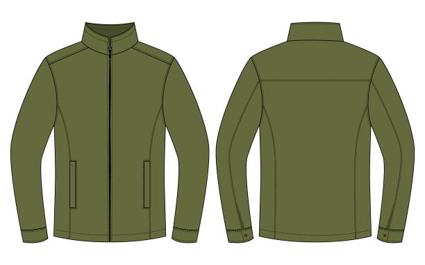 Jacket Vector for Template Army Color olive green shirt stock illustrations