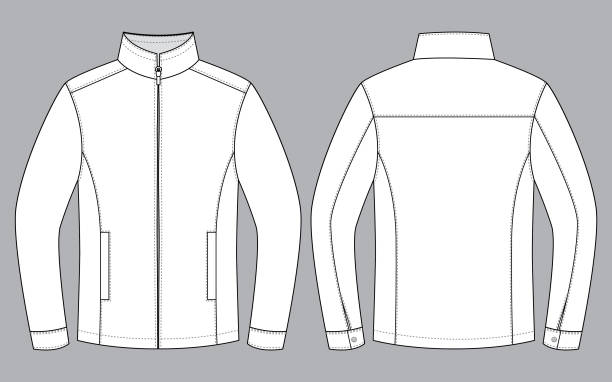 ilustraciones, imágenes clip art, dibujos animados e iconos de stock de chaqueta vector para plantilla - long sleeved shirt blank black