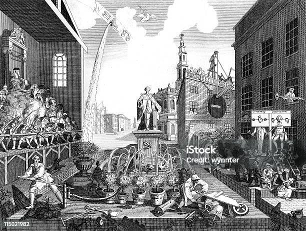 Ilustración de 18 Th Century Política De Historieta De Problemas En Inglaterra Por Hogarth y más Vectores Libres de Derechos de Fuente - Estructura creada por el hombre