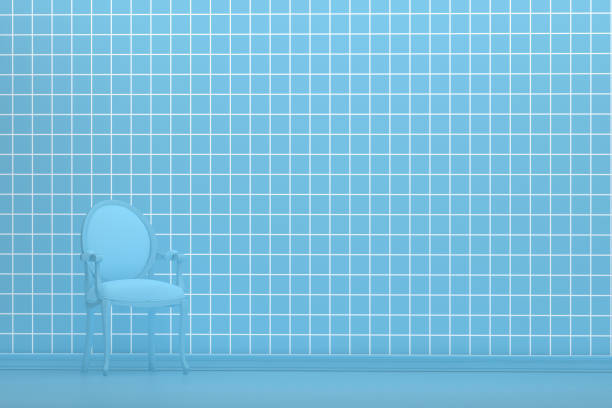 Vintage soft chair from blue suede isolated over white