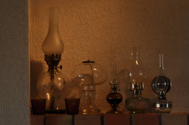 istock Oil lamps. Ornament on the mantelpiece. Light source. The Middle Ages. 1150223154