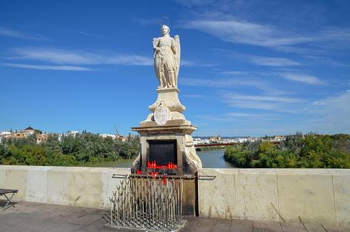 Statue of San Rafael on Roman Bridge, Cordoba, Andalusia, Spain