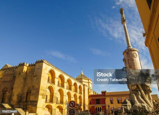 Mosquecathedral Of Córdoba And Statue Of San Rafael Cordoba Andalusia Spain Stock Photo - Download Image Now