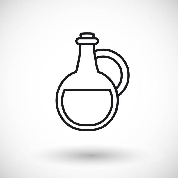 ilustraciones, imágenes clip art, dibujos animados e iconos de stock de botella de línea delgada icono web - antidote toxic substance ingredient bottle