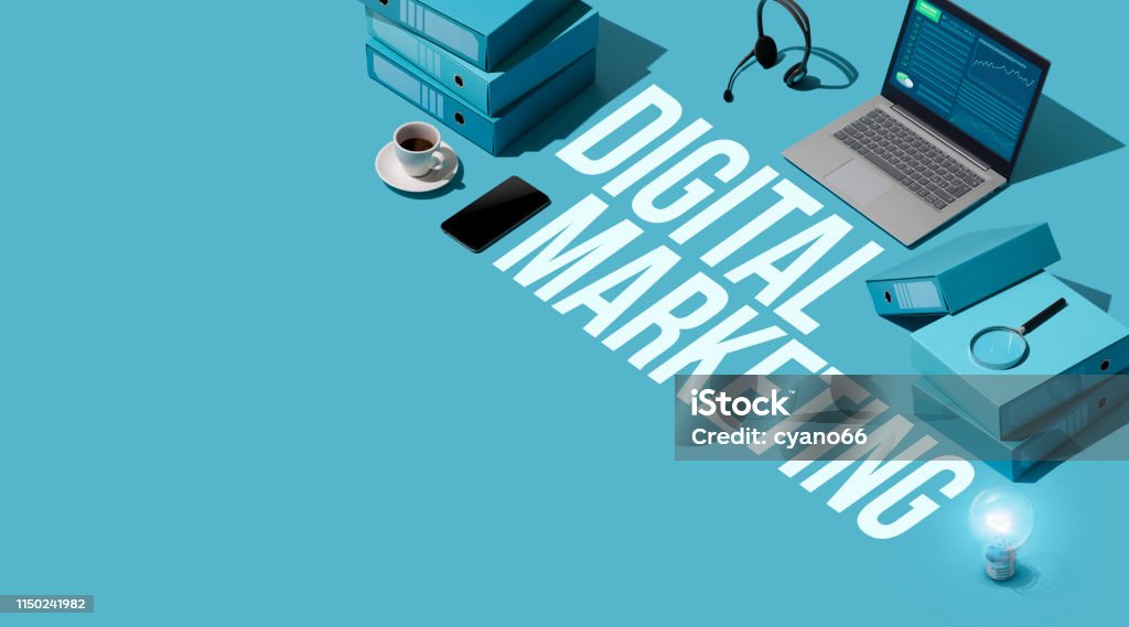 Digitaler Marketing-und Kommunikationsservice - Lizenzfrei Digitales Marketing Stock-Foto