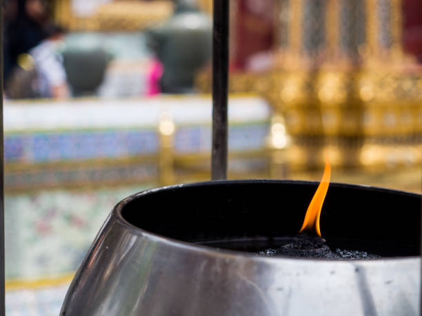istock Oil lamp in temple. 1150245438