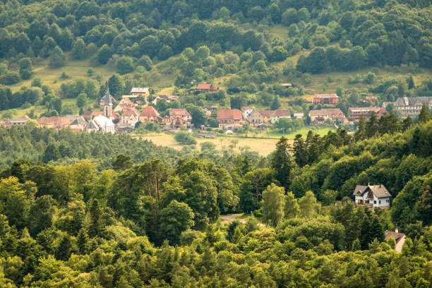 luftaufnahme von haut-koenigsbourg in frankreich - koenigsbourg stock-fotos und bilder