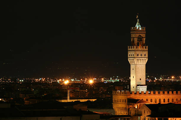 Palazzo Vecchio in the skyline of the City of Florence. A popular tourist attraction in the city.