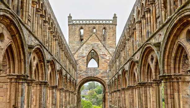Jedburgh, United Kingdom - 18 June, 2022: view of the Augustinian Jedburgh Abbey ruins
