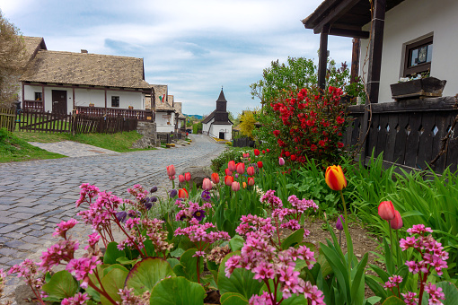 Little village Holloko in Hungary famous for easter celebration and its old traditional hungarian houses Unesco world heritage spring time with flowers