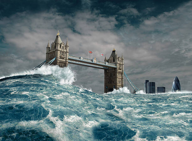 Inundação desastre Londres - fotografia de stock