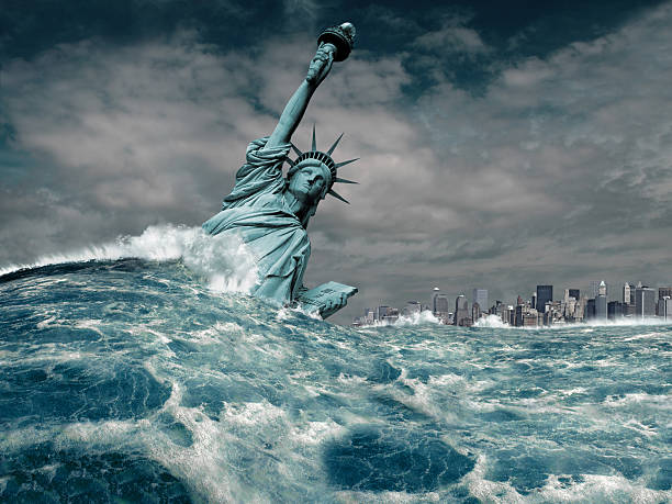 뉴욕 홍수 재난 - new york city new york state statue of liberty skyline 뉴스 사진 이미지