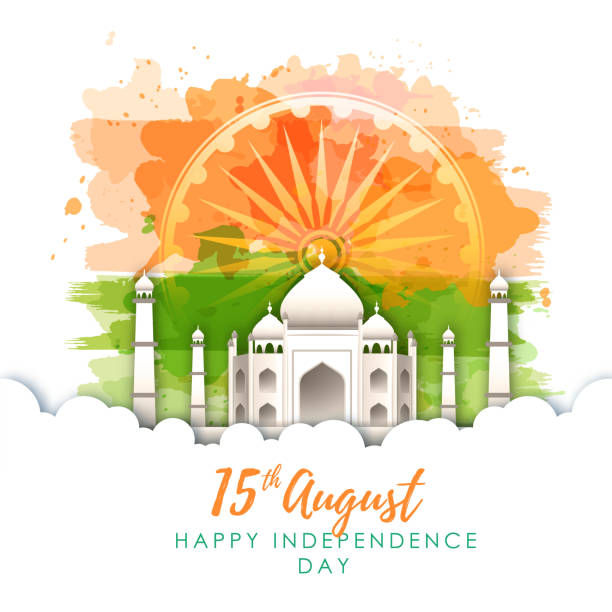 ilustraciones, imágenes clip art, dibujos animados e iconos de stock de ilustración vectorial del día de la independencia de india sobre fondo de acuarela. - indian subcontinent culture