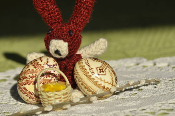 istock Easter. Symbols of Christmas. Rabbit, chicken and eggs. Willow twig. 1150266936