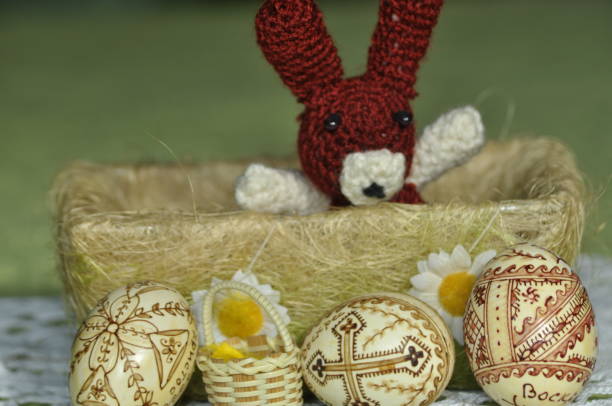 istock Easter. Symbols of Christmas. Rabbit, chicken and eggs. Willow twig. 1150267021