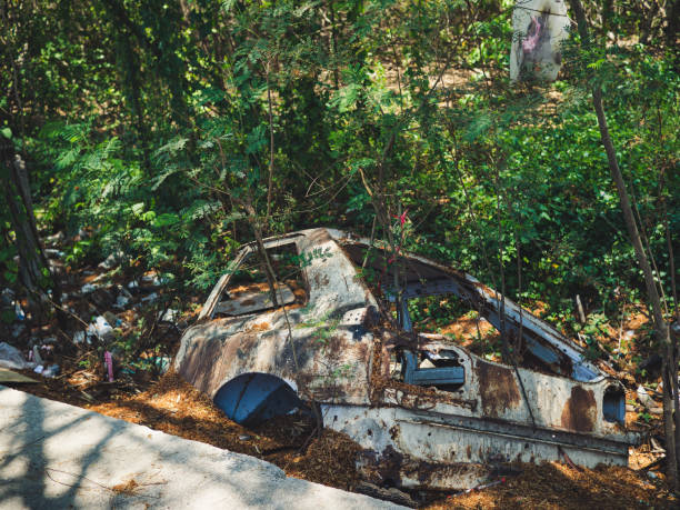istock Old car wrecks that were left 1150267031