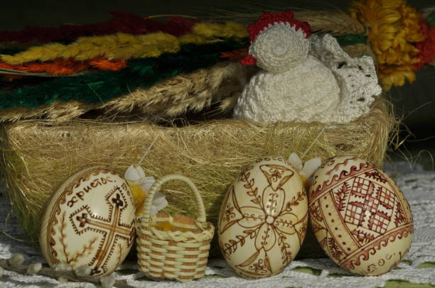 istock Easter. Symbols of Christmas. Rabbit, chicken and eggs. Willow twig. 1150267149