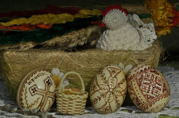 istock Easter. Symbols of Christmas. Rabbit, chicken and eggs. Willow twig. 1150267324