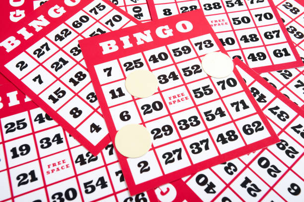 Bingo cards and numbers. stock photo