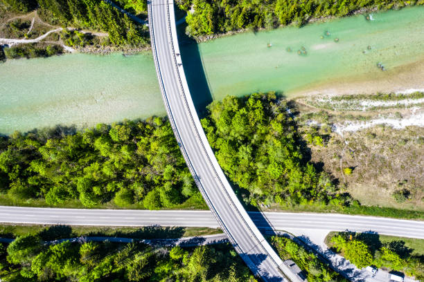 istock Isar Bridge Road Trees River Bavaria Aerial 1150272292