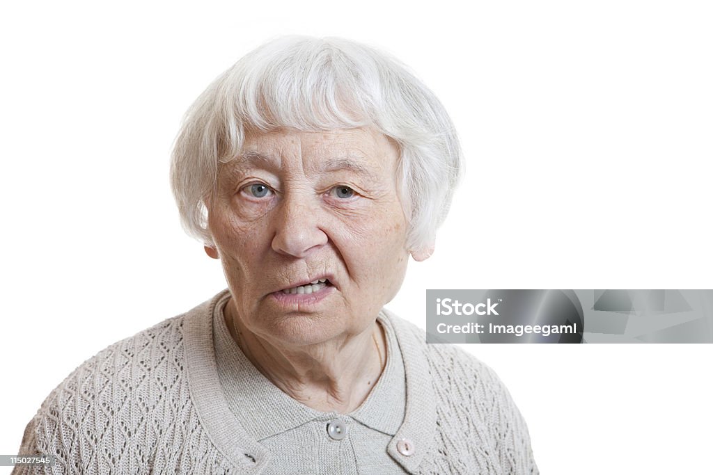 Mujer mayor Enfurruñado - Foto de stock de Mujeres mayores libre de derechos