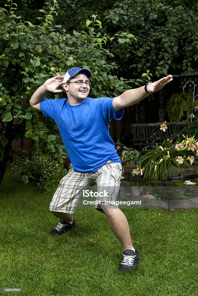 Karate Kid Young Man in Karate Pose Humor Stock Photo