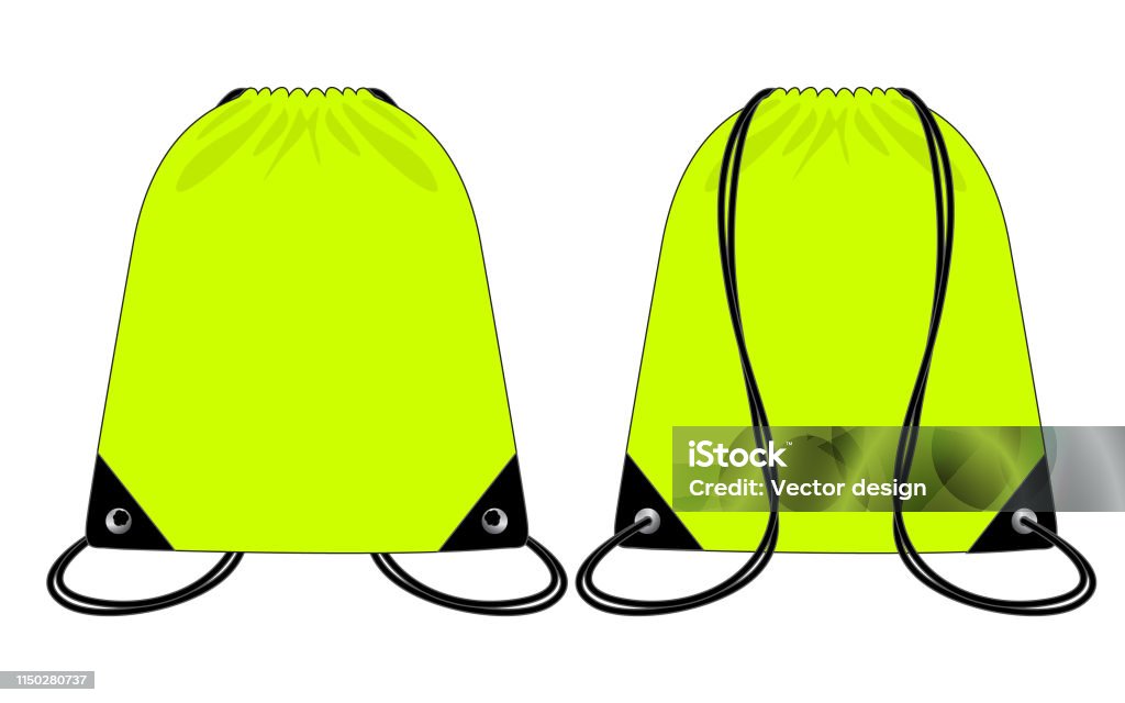 Drawstring Backpack Coloring Drawstring Bag Design Vector Stock Illustration - Download Image Now ...