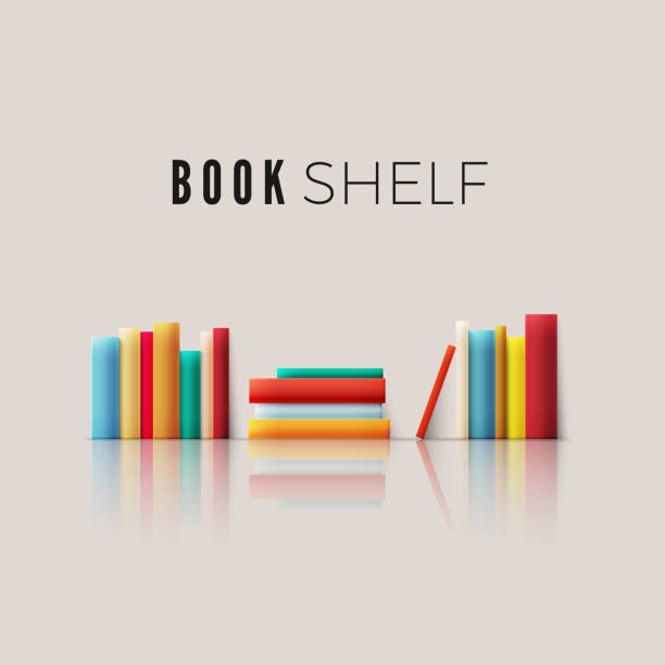 istock Stack of books with reflection. Books spine in retro color. Vector illustration 1150284984