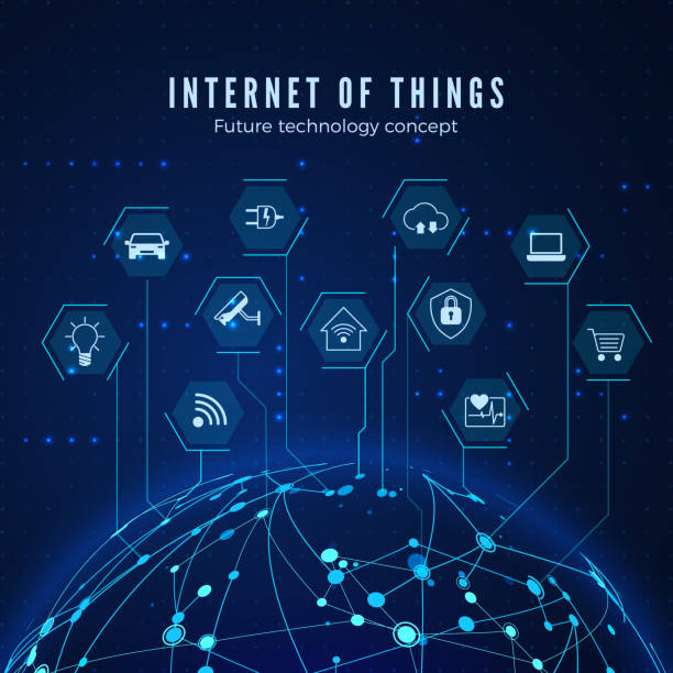 Internet of things. IOT concept. Global network connection. Monitoring and control smart systems. Vector illustration Internet of things. IOT concept. Global network connection. Monitoring and control smart systems. Vector illustration internet of things stock illustrations