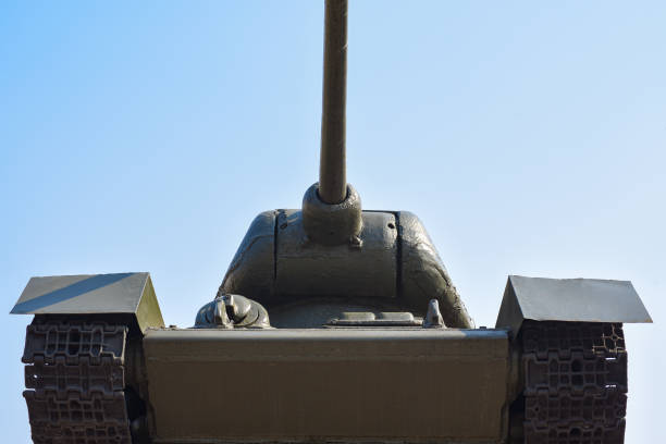 istock Soviet military tank against the blue sky 1150287133