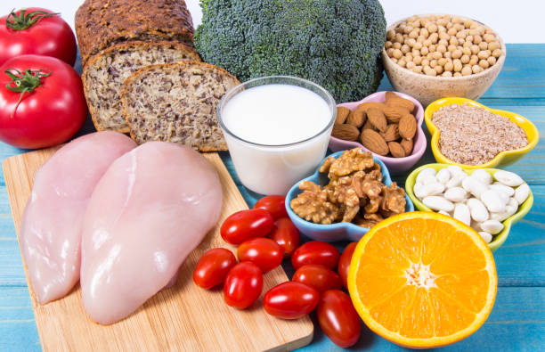 istock Nutritious ingredients and products containing vitamin B3 (PP, niacin) and other natural minerals, concept of healthy lifestyle and nutrition. 1150292981