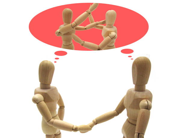 istock Pretend to be good friends 1150293066