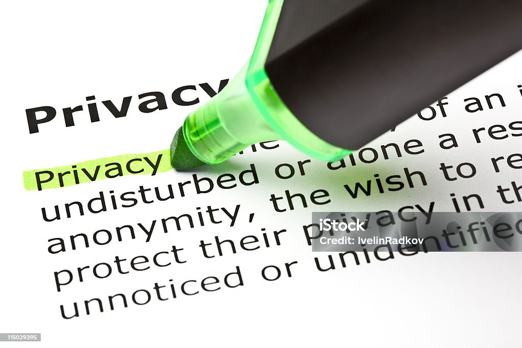 Privacy evidenziato in verde - Foto stock royalty-free di Bianco