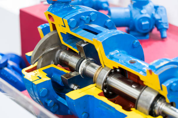istock pump system for constant flow rate for chemical, liquid, oil, water and solvent. 1150294762