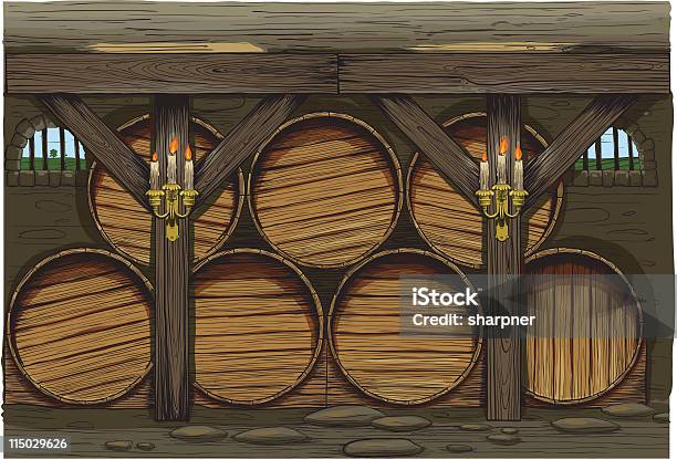Barris De Vinho - Arte vetorial de stock e mais imagens de Adega - Adega, Barril de vinho, Cave