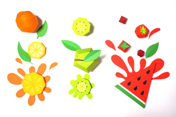 exotic fruit made of paper on white background.