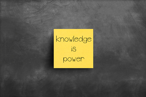 Sticky Note On Blackboard Knowledge Is Power Stock Photo - Download Image  Now - Knowledge Is Power, Adhesive Note, Advice - iStock