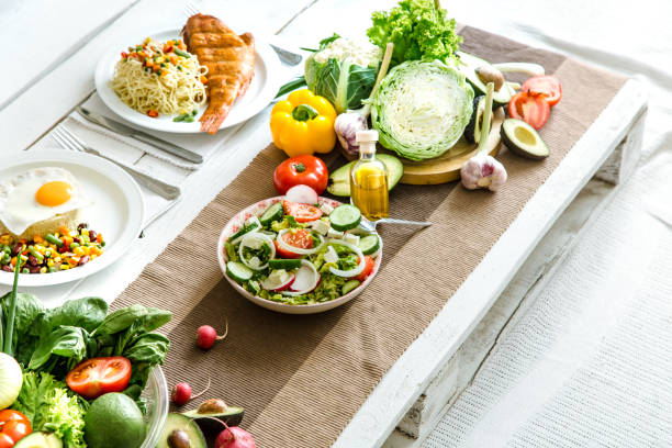 istock Organic healthy food on the dining table 1150299036